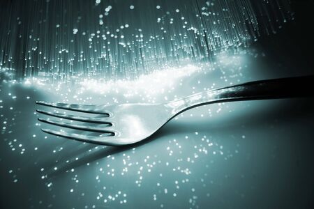 Fiber optics background with lots of light spots