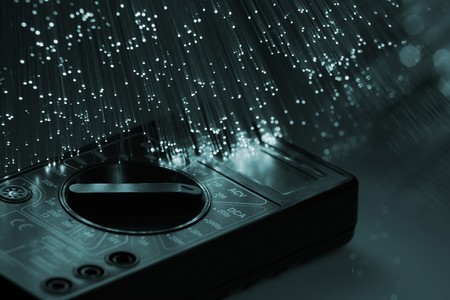 Fiber optics background with lots of light spotsの写真素材