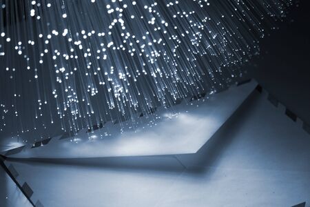 Fiber optics background with lots of light spotsの写真素材