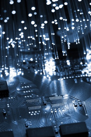 Fiber optics background with lots of light spotsの写真素材
