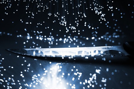 Fiber optics background with lots of light spotsの写真素材