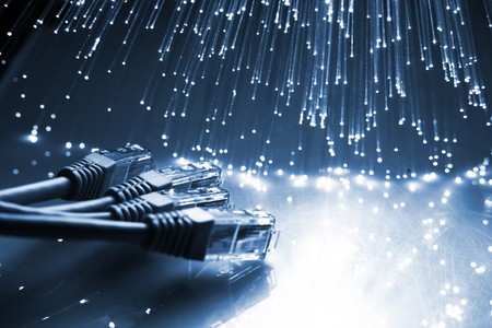 Fiber optics background with lots of light spotsの写真素材