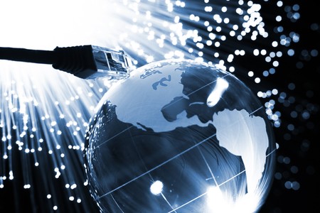 Fiber optics background with lots of light spotsの写真素材