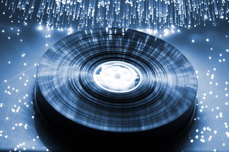 Fiber optics background with lots of light spotsの写真素材