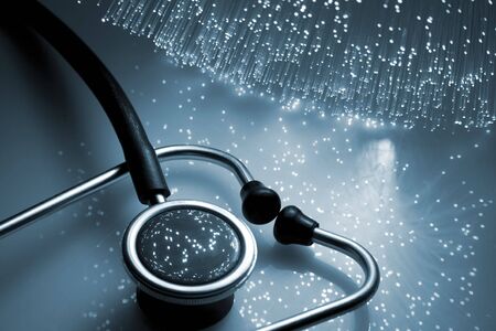 Fiber optical background with lots of light spotsの写真素材