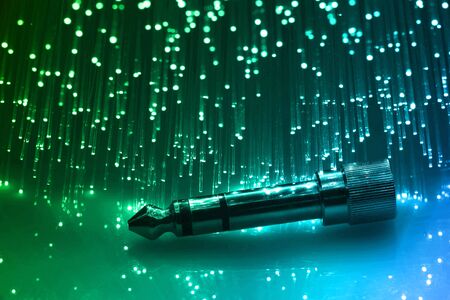 Fiber optics background with lots of blue light spotsの写真素材
