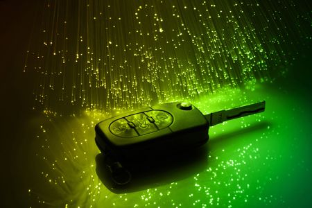 Fiber optics background with lots of light spotsの写真素材