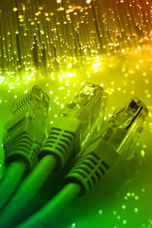 Fiber optics background with lots of light spotsの写真素材
