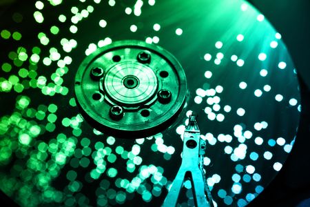 Fiber optics background with lots of light spotsの写真素材