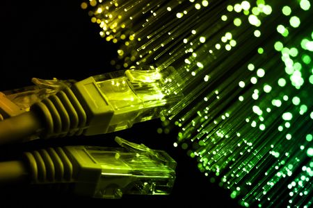 Fiber optics background with lots of light spotsの写真素材