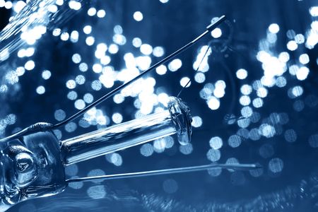 Fiber optics background with lots of light spotsの写真素材