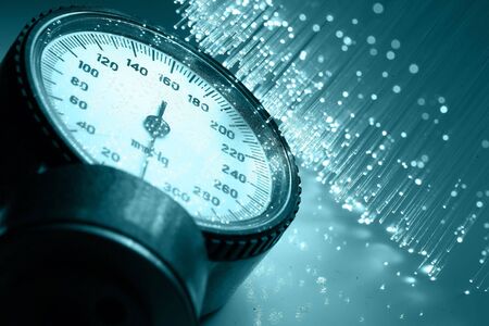 Fiber optics background with lots of light spotsの写真素材