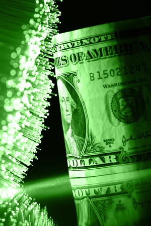 Fiber optics background with lots of light spotsの写真素材