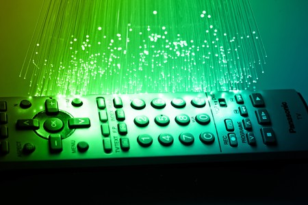 Fiber optics background with lots of light spotsの写真素材