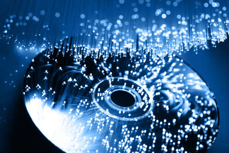 Fiber optics background with lots of light spotsの写真素材