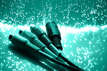 Fiber optics background with lots of light spotsの写真素材
