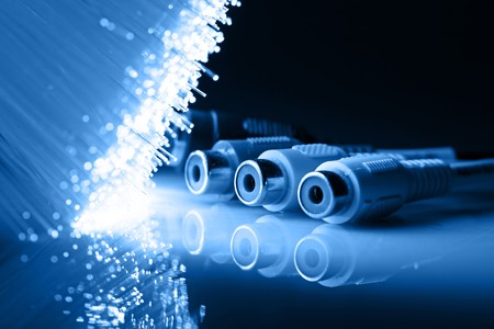 Fiber optics background with lots of light spotsの写真素材