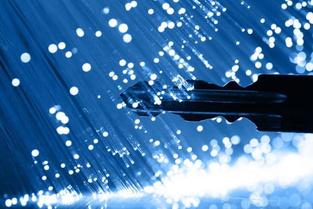 Fiber optics background with lots of light spotsの写真素材