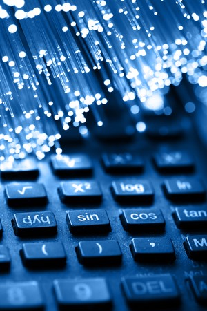 Fiber optics background with lots of light spotsの写真素材
