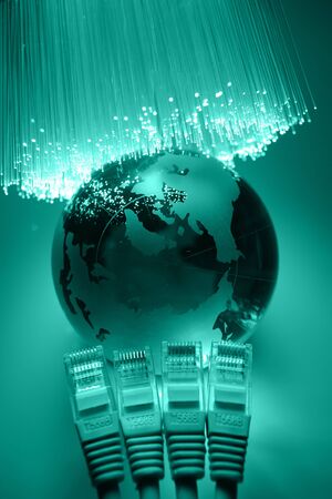 Fiber optics background with lots of light spotsの写真素材