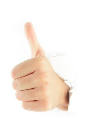 Hand punching through の写真素材