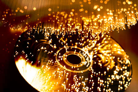 Fiber optics background with lots of light spotsの写真素材