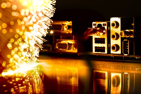 Fiber optics background with lots of light spotsの写真素材