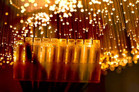 Fiber optics background with lots of light spotsの写真素材