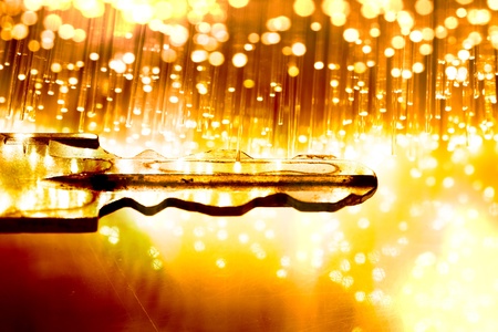 Fiber optics background with lots of light spotsの写真素材