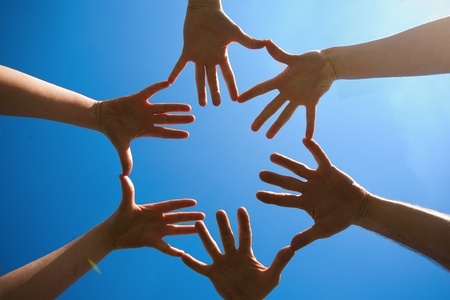 sky and hands の写真素材