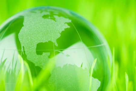 Glass earth in grass の写真素材