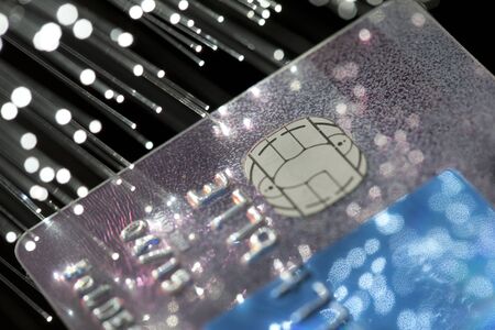 Close up of stack of credit cards の写真素材