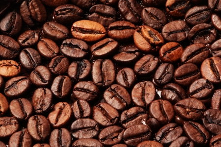 Roasted Coffee beans closeup backgroundの写真素材