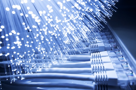 Fiber optics background with lots of light spotsの写真素材