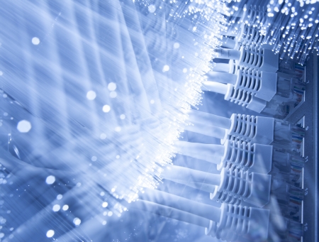 Fiber optics background with lots of light spotsの写真素材