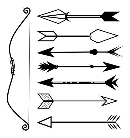 hand drawn bow and arrow doodle iconのイラスト素材