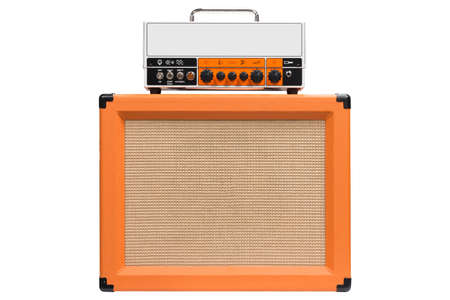 electric guitar amplifier white backgroundの写真素材