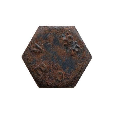 Screw head hexagon black rustyの写真素材