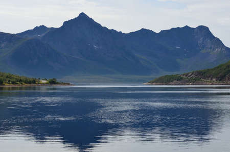 Breathtaking scenic photo of the gjeska fjord on the island of Senjaの写真素材