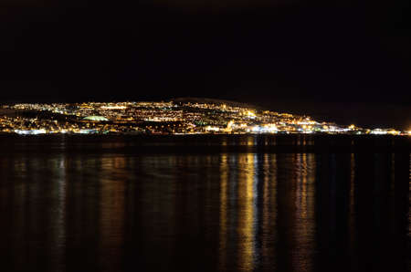 tromsoe city island at nightのeditorial素材
