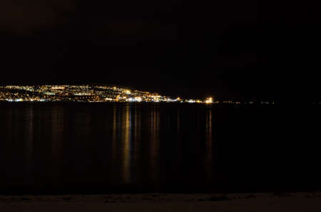 tromsoe city island at nightのeditorial素材