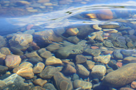 Beautiful ripples and shapes on the river surface in summerの写真素材