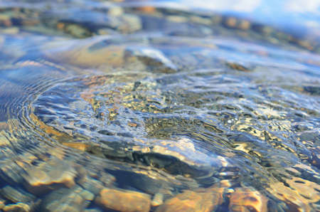 Beautiful ripples and shapes on the river surface in summerの写真素材