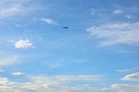SAS, Scandinavian Airlines plane coming in for landing on a beautiful clear and sunny autumn dayのeditorial素材