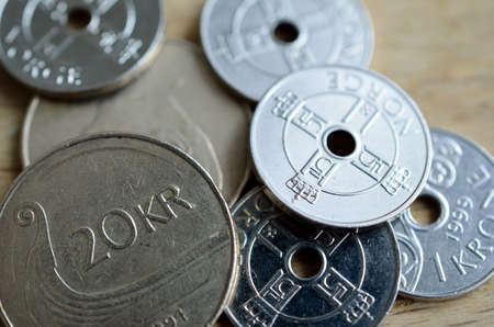norwegian crown coin currency macro photoの写真素材