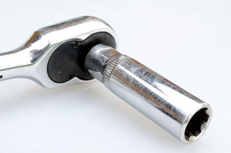 Socket wrench with socket isolated on white background