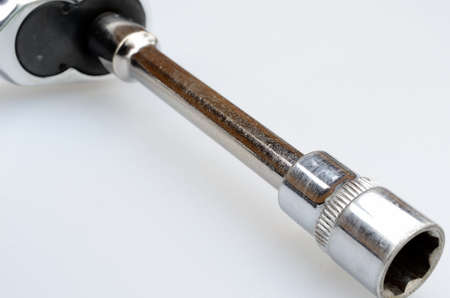 socket wrench with extension and socket isolated on white backgroundの写真素材