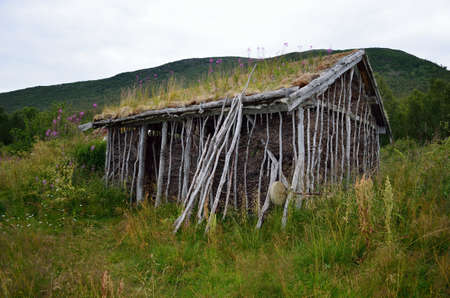 old saami house in northern norwayのeditorial素材