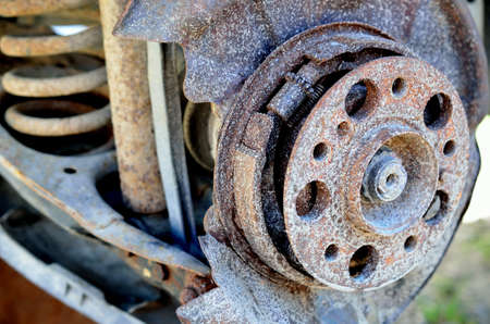 old drum brake on carの写真素材