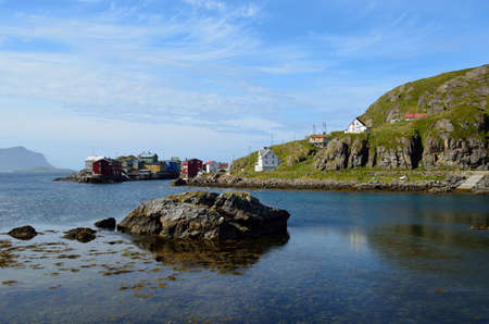 old fishing village settlement of Nyksund in vesteraalen in summerのeditorial素材